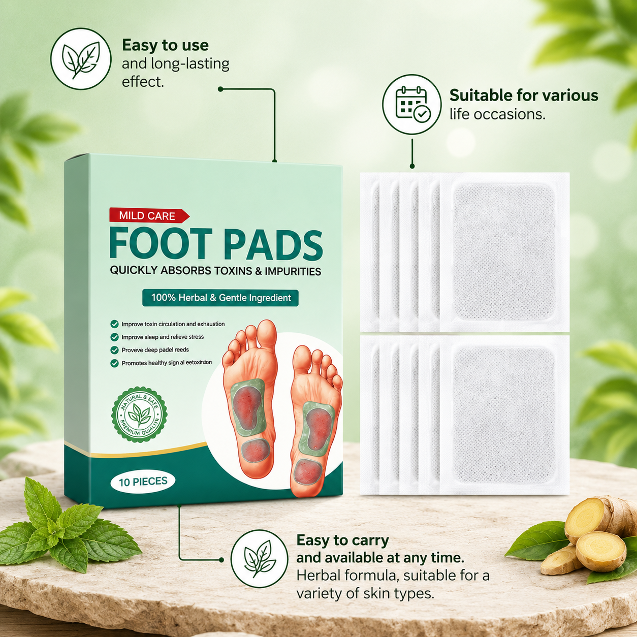 🌿Herbal & Gentle Ingredient Detox Foot Pads🌿🦶BUY 10 GET 20 FREE 🌱(Pack of 30)