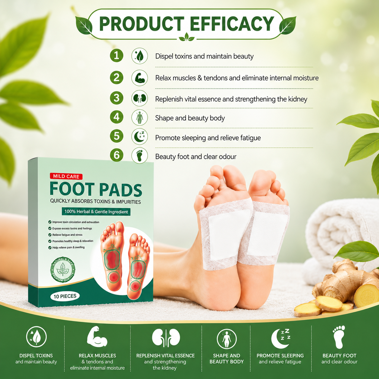 🌿Herbal & Gentle Ingredient Detox Foot Pads🌿🦶BUY 10 GET 20 FREE 🌱(Pack of 30)