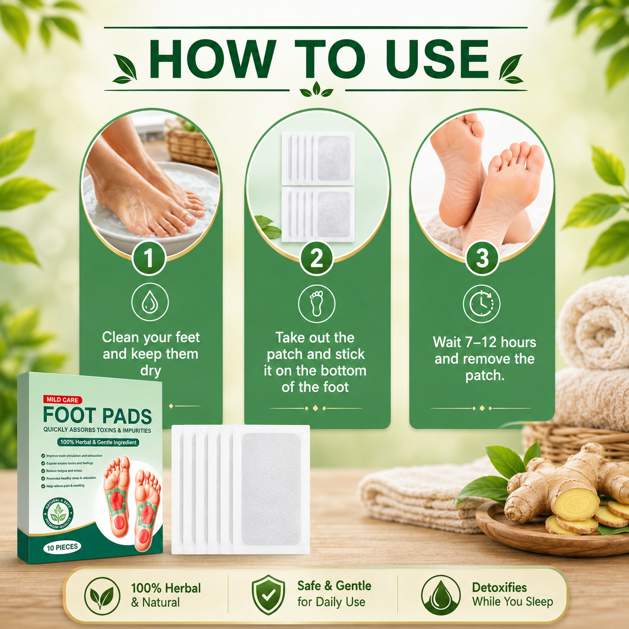 🌿Herbal & Gentle Ingredient Detox Foot Pads🌿🦶BUY 10 GET 20 FREE 🌱(Pack of 30)