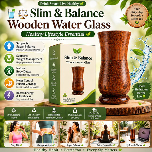 Sugar Balance Wooden Glass 🪵✨ Control Your Sugar Naturally 🍃