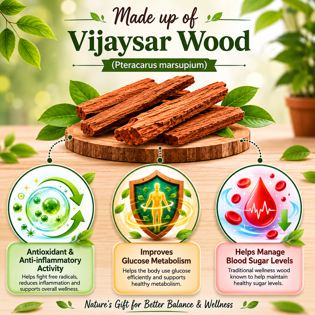 Sugar Balance Wooden Glass 🪵✨ Control Your Sugar Naturally 🍃