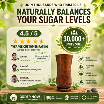 Sugar Balance Wooden Glass 🪵✨ Control Your Sugar Naturally 🍃