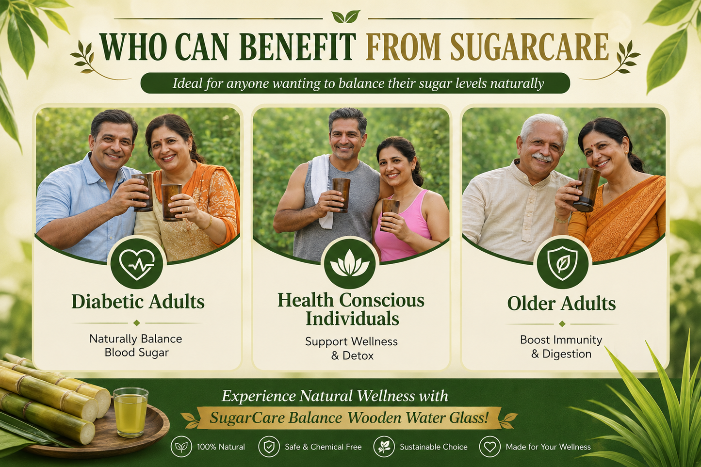 Sugar Balance Wooden Glass 🪵✨ Control Your Sugar Naturally 🍃