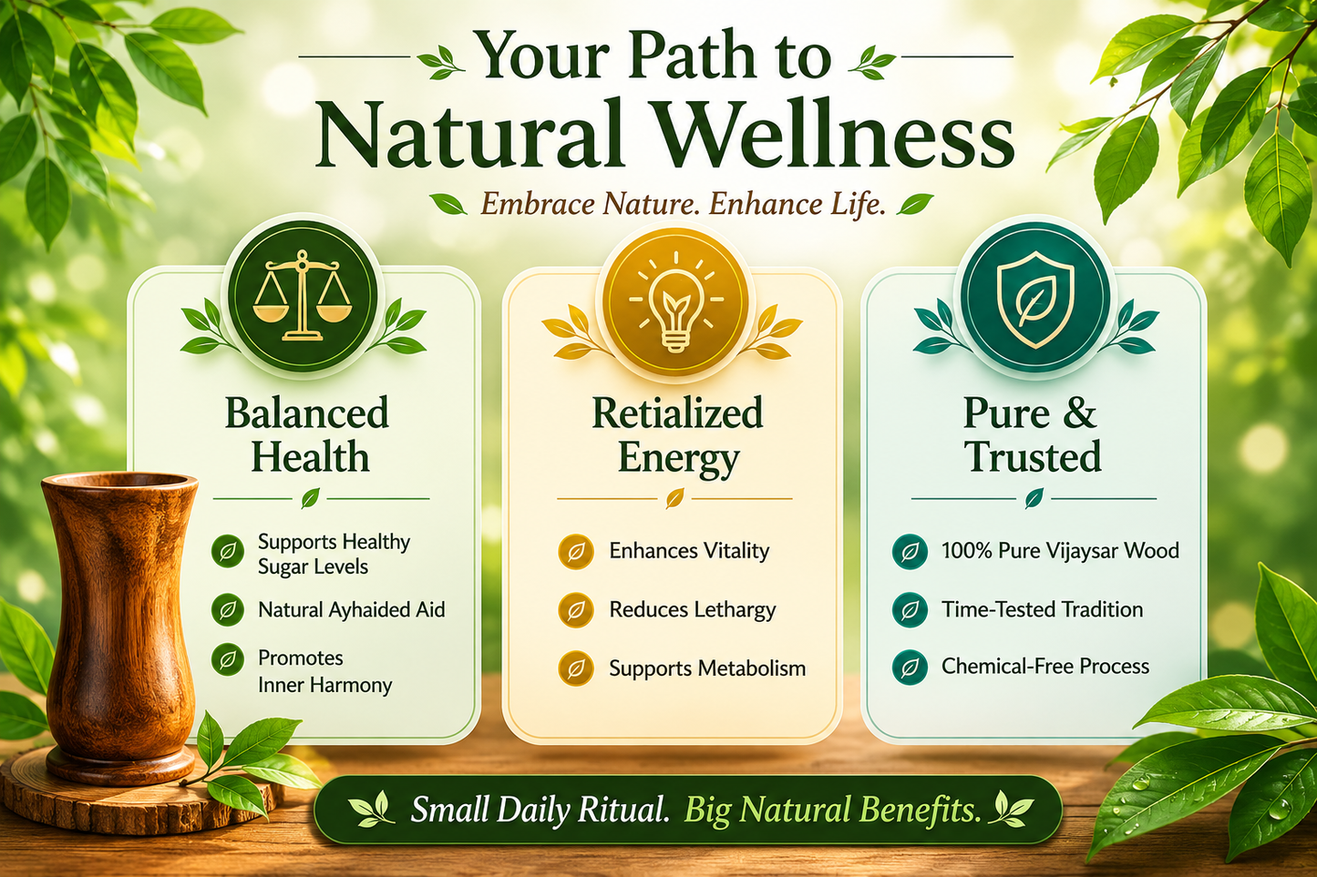 Sugar Balance Wooden Glass 🪵✨ Control Your Sugar Naturally 🍃